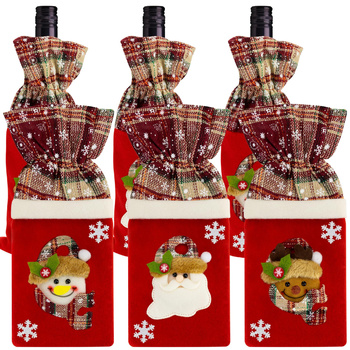 3x ŚWIĄTECZNY POKROWIEC NA BUTELKĘ ETUI UBRANKO DEKORACJA MIKOŁAJ PREZENT