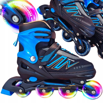 ROLKI Łyżworolki REGULOWANE Świecące KOŁA LED Kauczukowe Kółka Rozm. 39-42