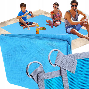 MATA PLAŻOWA KOC NA PLAŻĘ SAND FREE 200x200 cm XXL KOC PIKNIKOWY BIWAKOWY